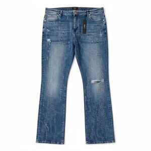 NEW Nova Men's Blue Jeans 42 Switch Up The Flow‎ Stacked Slim Fade Distress